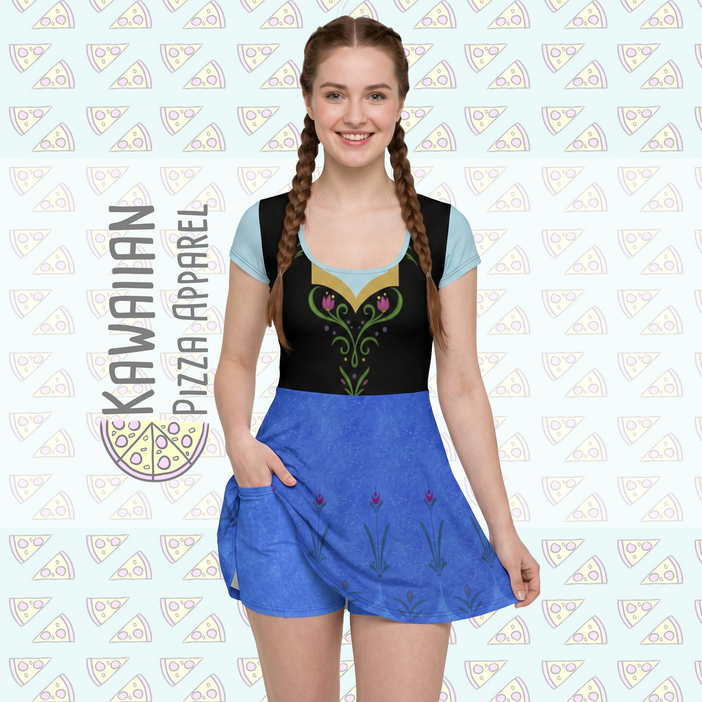 Anna Inspired Short Sleeve Athletic Dress with attached shorts