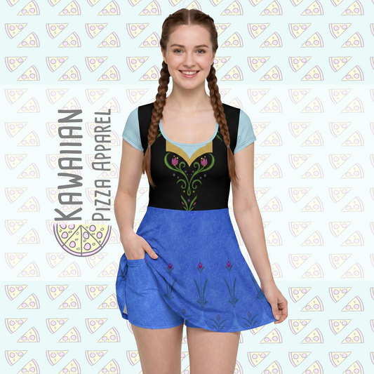 Anna Inspired Short Sleeve Athletic Dress with attached shorts