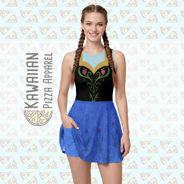 Anna Inspired Sleeveless Athletic Dress with attached shorts