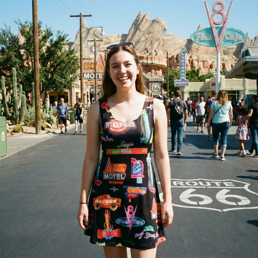 Cars Land Neon Inspired Sleeveless Flare Dress