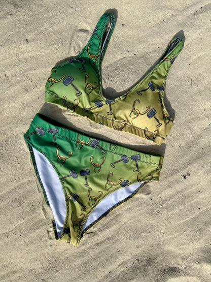 Loki Inspired Recycled High-Waisted Bikini