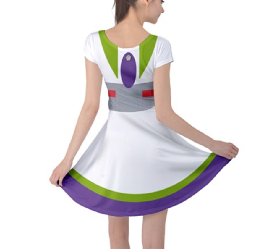 Buzz Lightyear Inspired Cap Sleeve Skater Dress Kawaiian Pizza