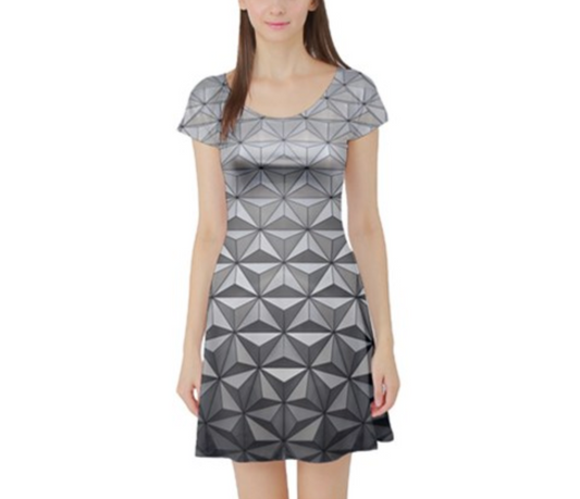 Spaceship Earth Inspired Short Sleeve Skater Dress