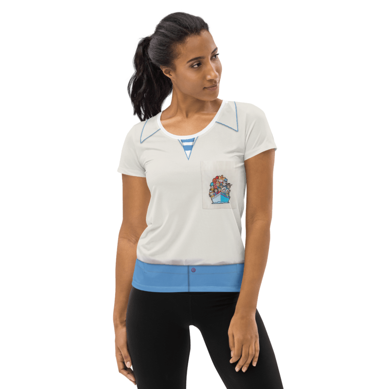 Women's Small World DL Cast Member Inspired ATHLETIC Short Sleeve Shirt
