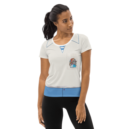 Women's Small World DL Cast Member Inspired ATHLETIC Short Sleeve Shirt