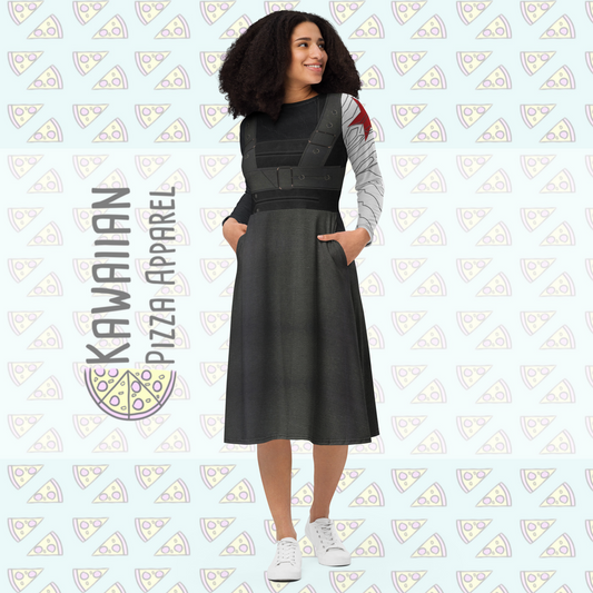 Bucky Inspired All-over print long sleeve midi dress