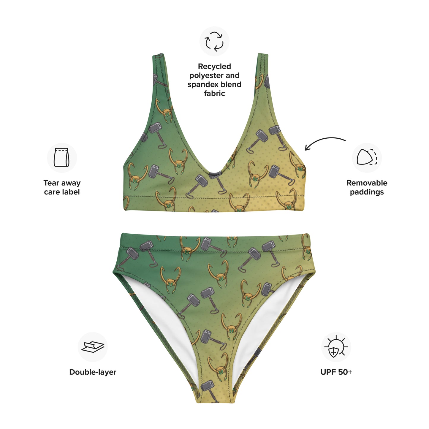 Loki Inspired Recycled High-Waisted Bikini