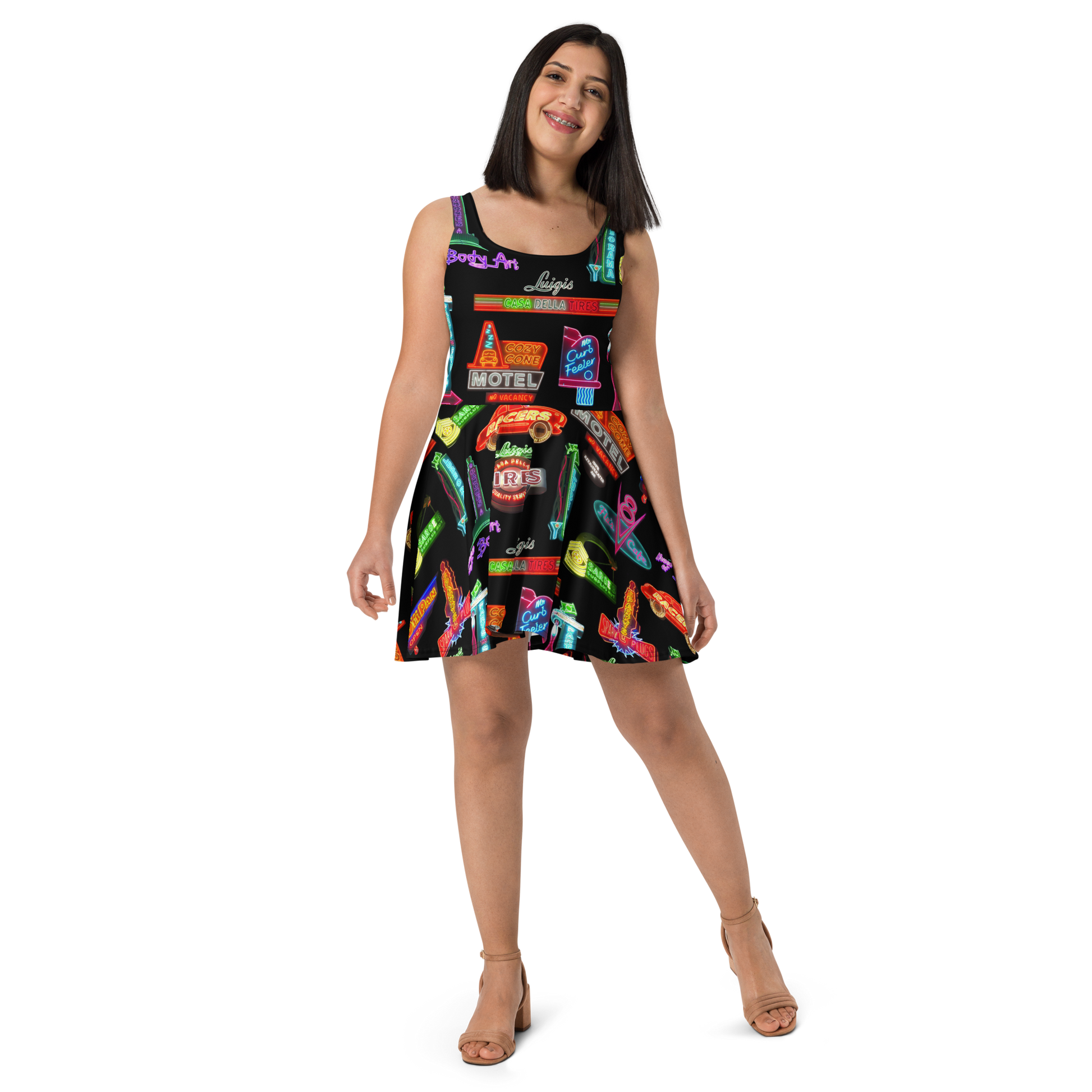 neon skater dress Neon Velvet Ice Skating Dress