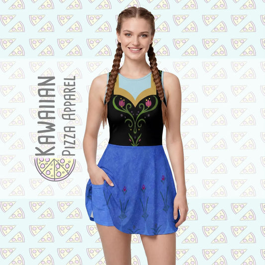 Anna Inspired Sleeveless Athletic Dress with attached shorts