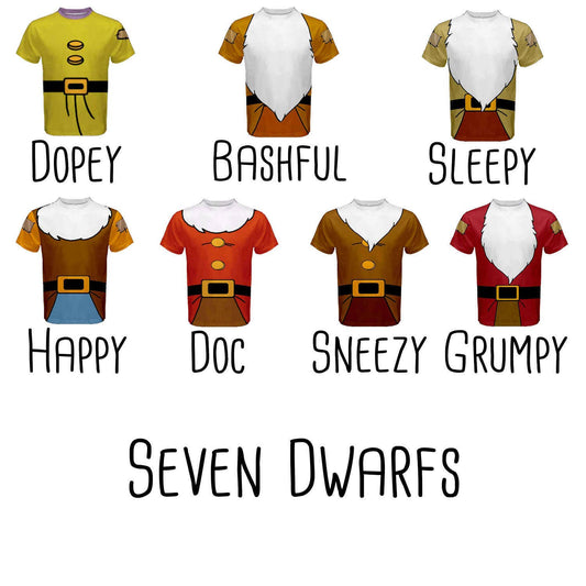 READY-to-SHIP [XL, 5XL] Men's Snow White and the Seven Dwarfs Inspired Athletic Shirt