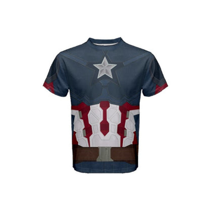 READY-to-SHIP Captain America Inspired Athletic Shirt: Sublimation Print, Men's XS