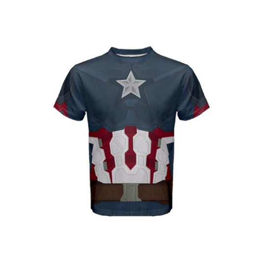 READY-to-SHIP Captain America Inspired Athletic Shirt: Sublimation Print, Men's XS
