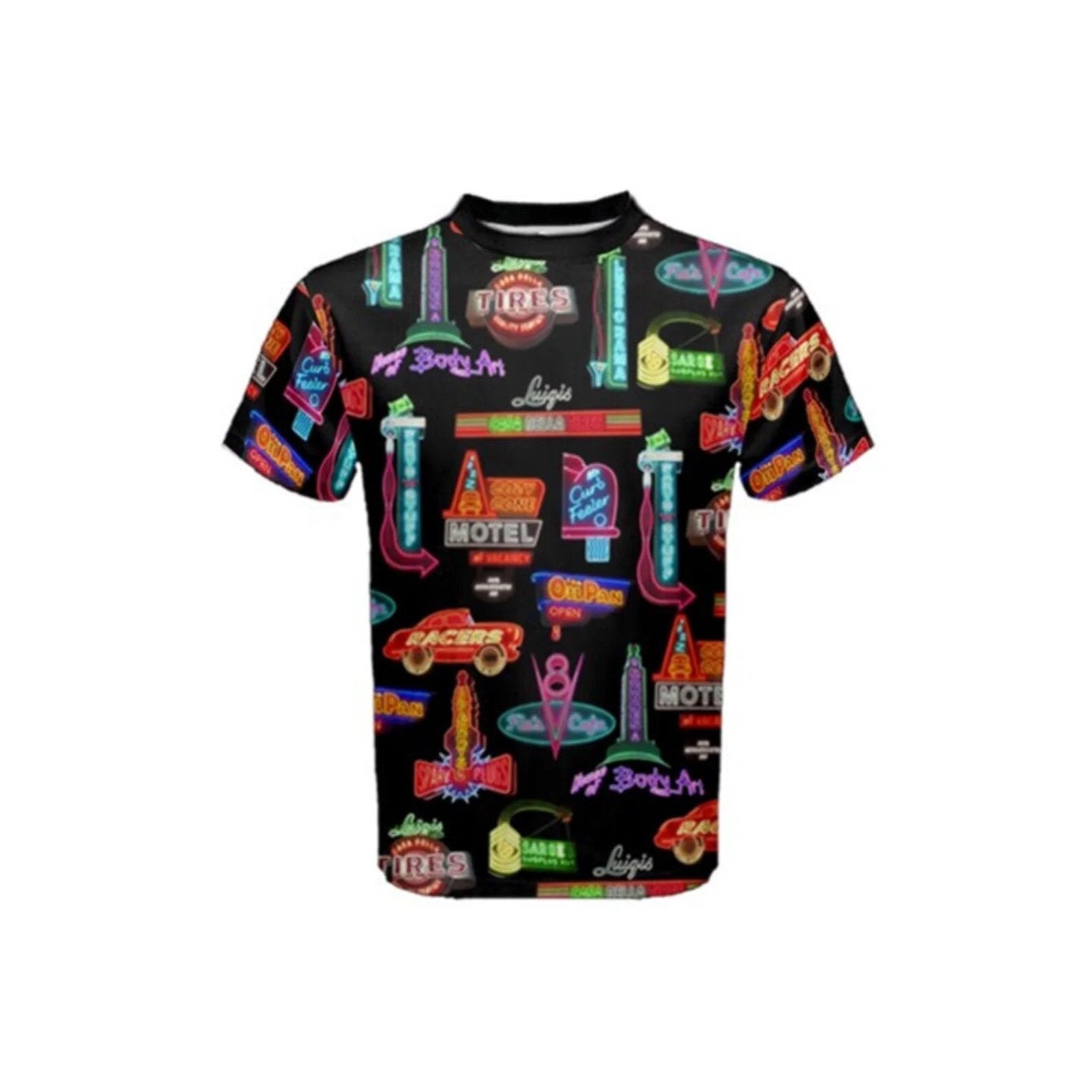 Men's Cars Land Neon Inspired ATHLETIC Short Sleeve Shirt