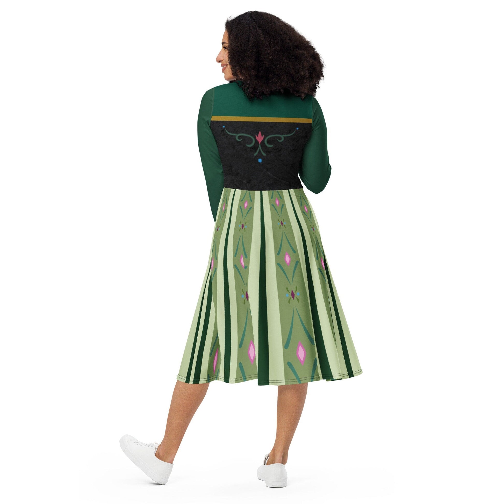RUSH ORDER: Anna Coronation Inspired All-over print long sleeve midi dress