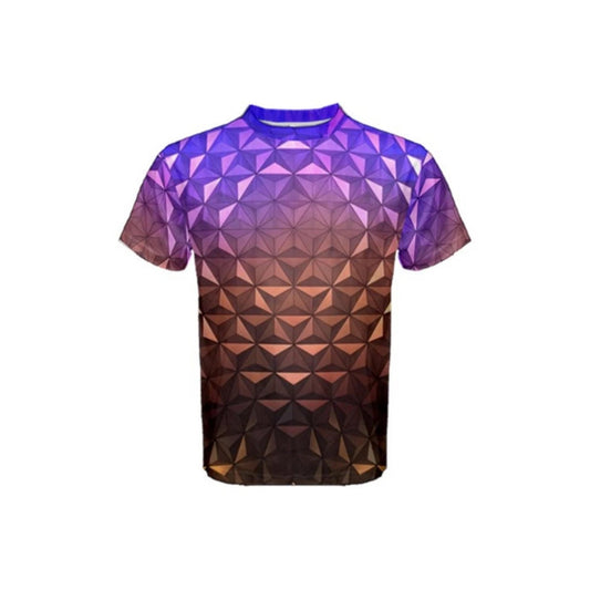 READY-to-SHIP [M] Men's Nighttime Spaceship Earth Epcot Inspired ATHLETIC Short Sleeve Shirt