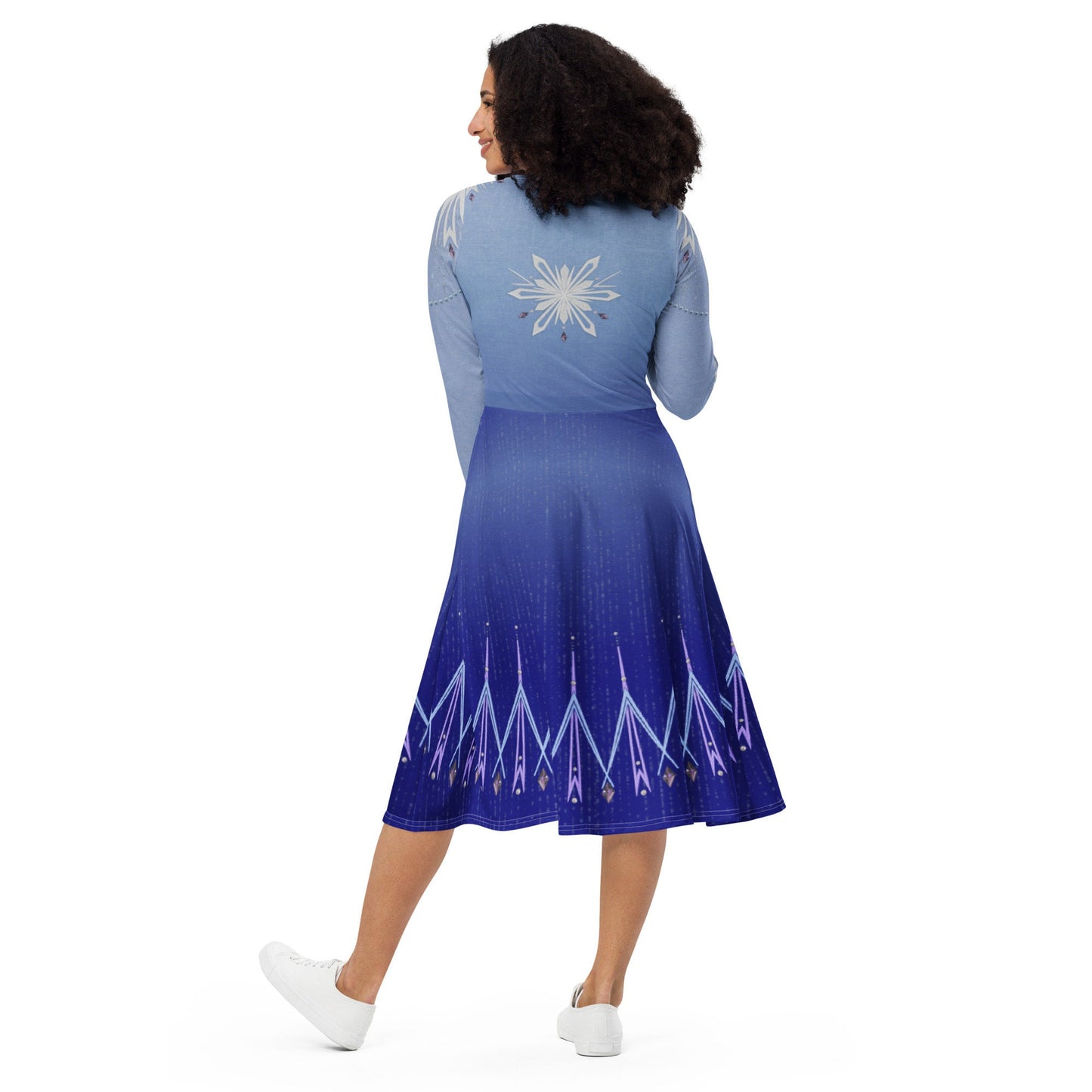 RUSH ORDER: Elsa Frozen 2 Inspired All-over print long sleeve midi dress