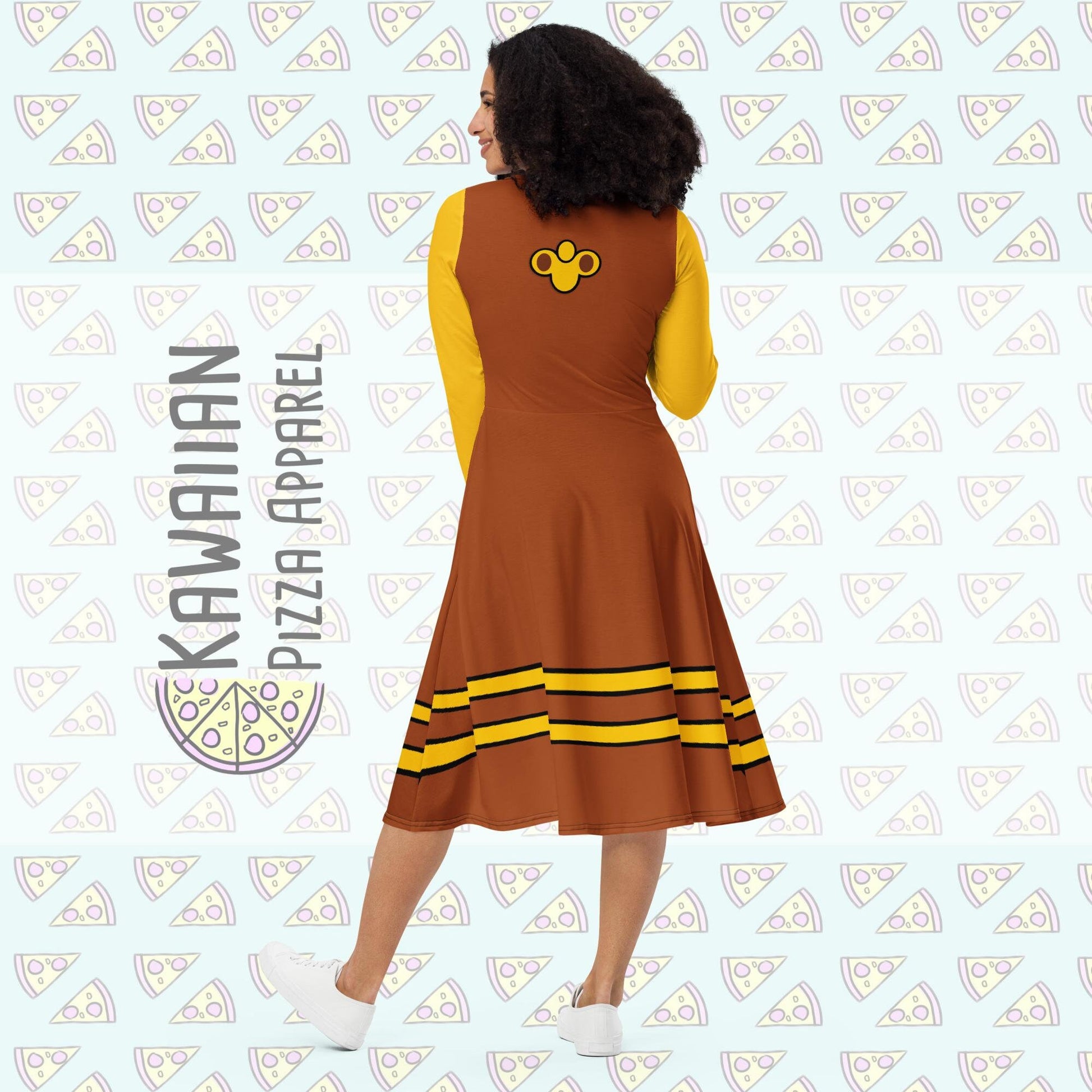 RUSH ORDER: Cogsworth Inspired All-over print long sleeve midi dress