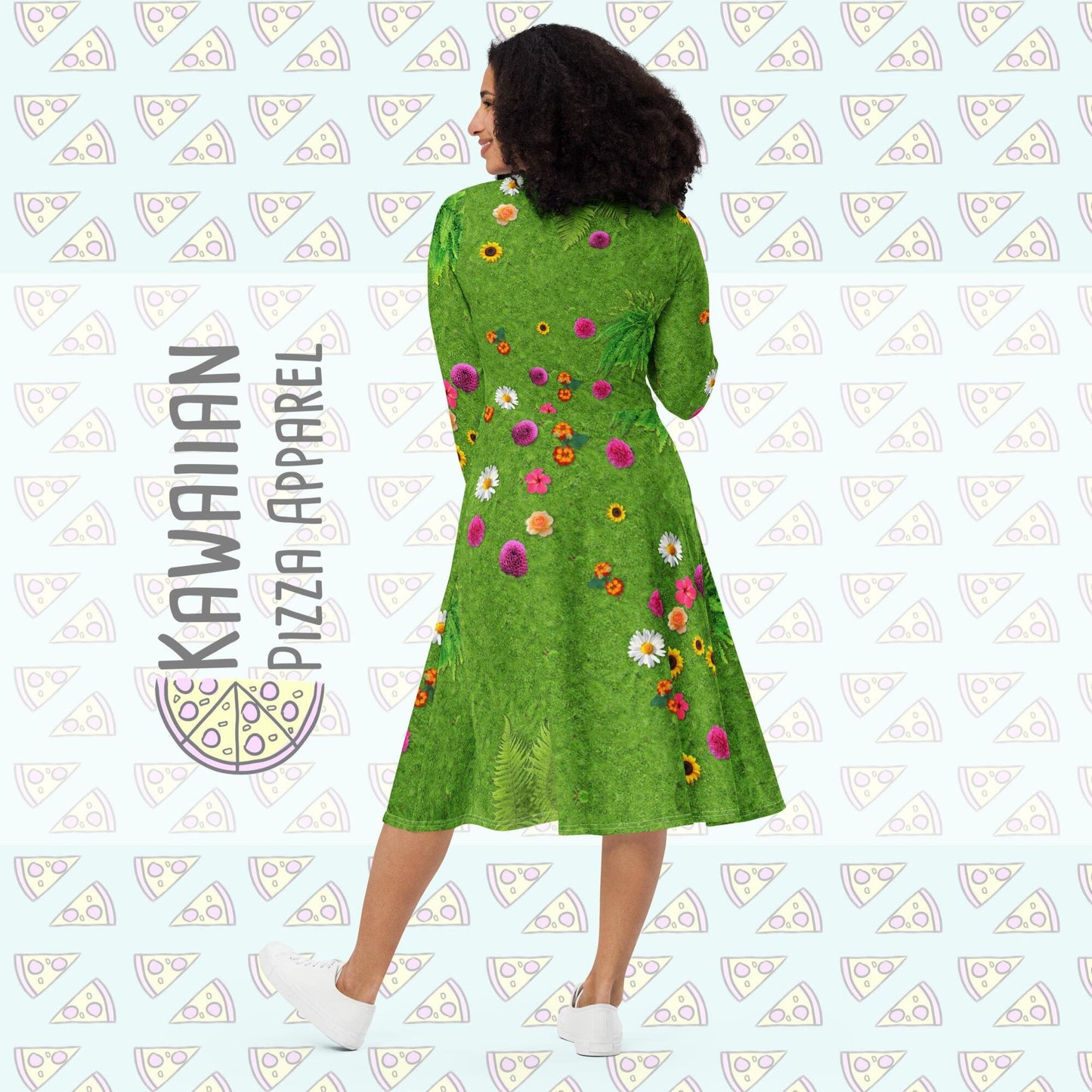 RUSH ORDER: Te Fiti Inspired All-over print long sleeve midi dress