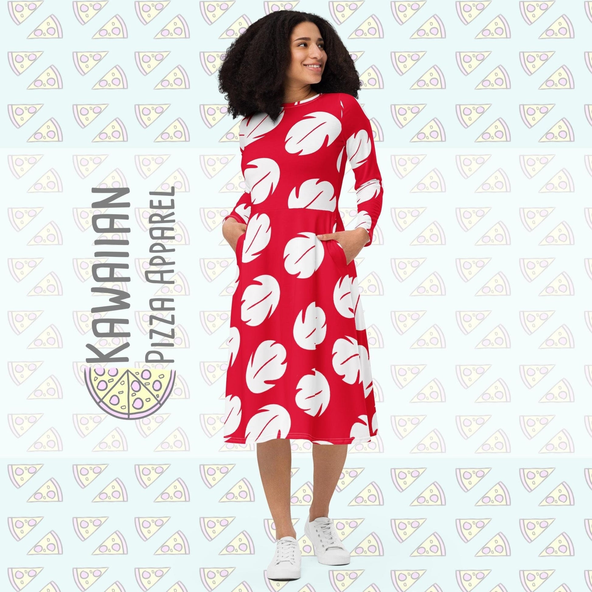 RUSH ORDER: Lilo Inspired All-over print long sleeve midi dress