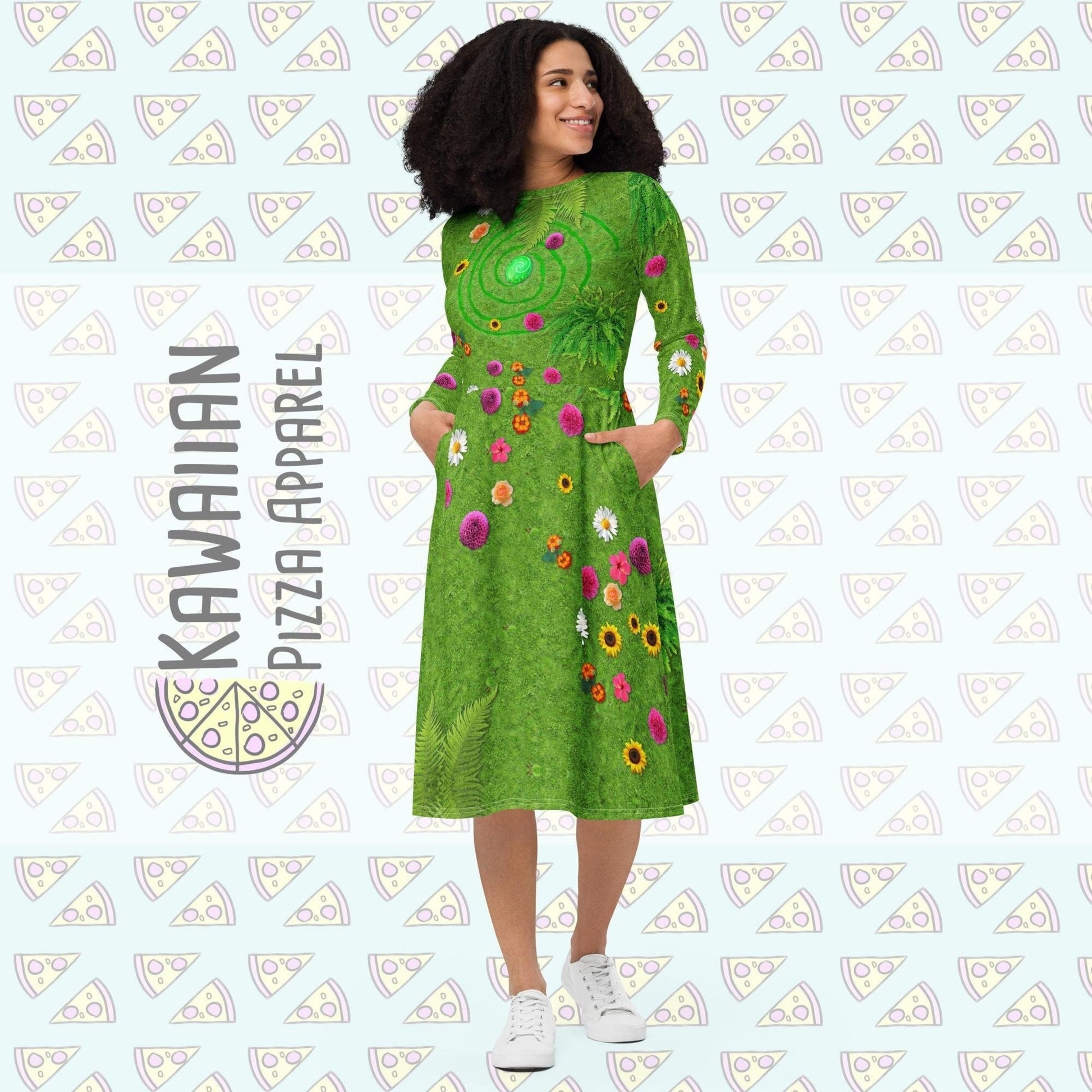 RUSH ORDER: Te Fiti Inspired All-over print long sleeve midi dress