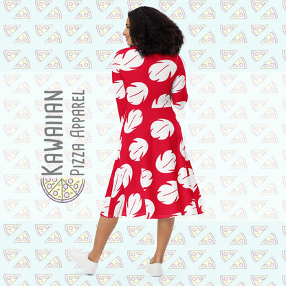 RUSH ORDER: Lilo Inspired All-over print long sleeve midi dress