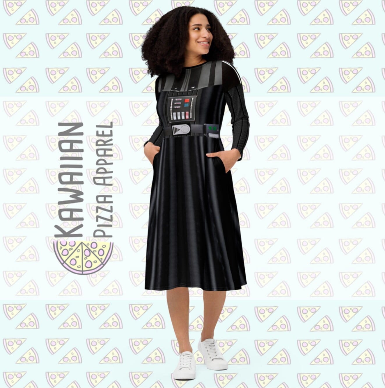 RUSH ORDER: Darth Vader Inspired All-over print long sleeve midi dress