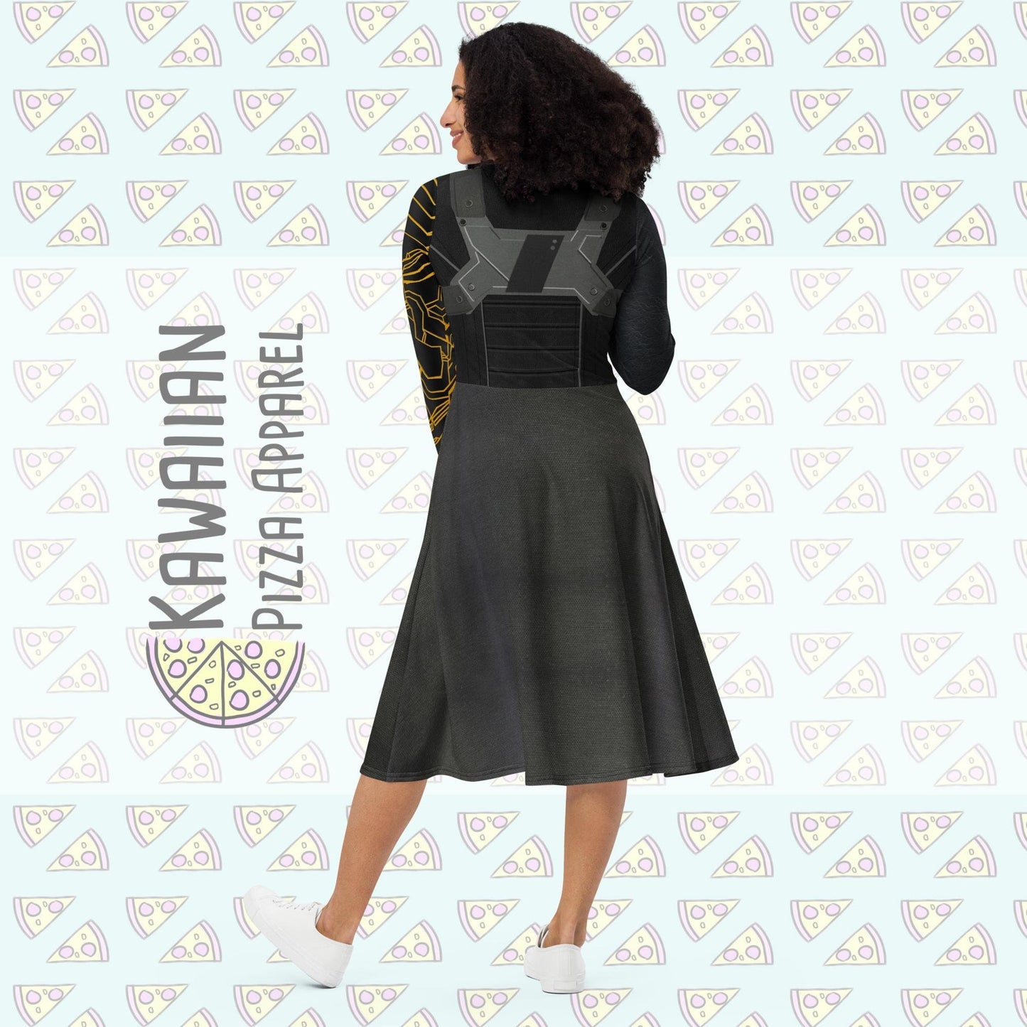 RUSH ORDER: Winter Soldier Inspired All-over print long sleeve midi dress