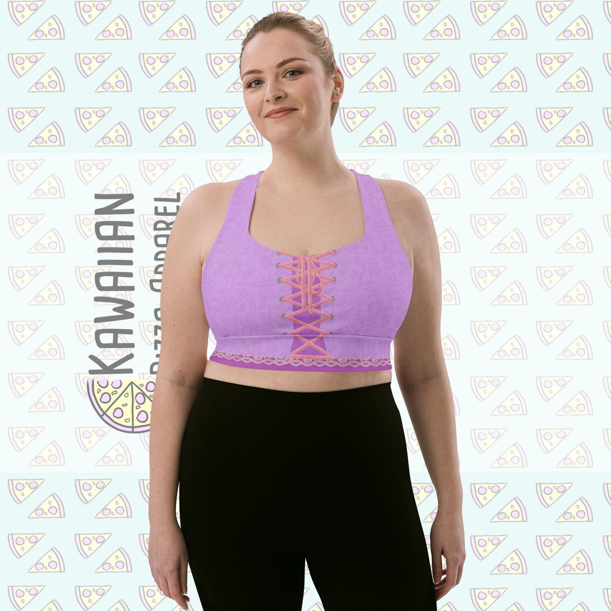 READY-to-SHIP Rapunzel Inspired Longline Sports Bra: Recycled Fabric, Size M