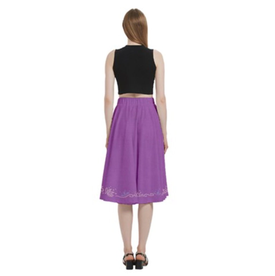 Rapunzel Inspired A-Line Midi Skirt with Pockets