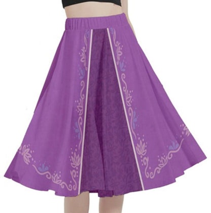 Rapunzel Inspired A-Line Midi Skirt with Pockets