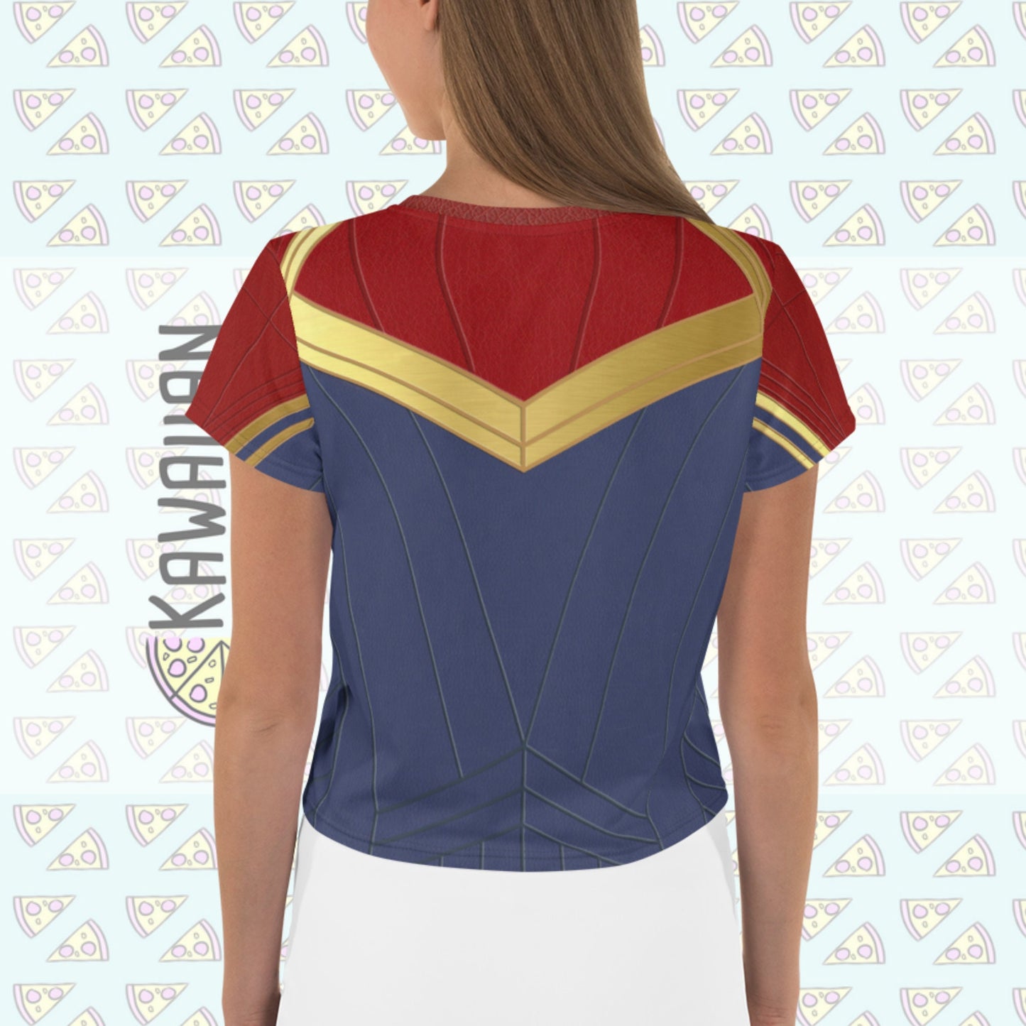 READY-to-SHIP Capt. Danvers Inspired Crop Tee - All-Over Print