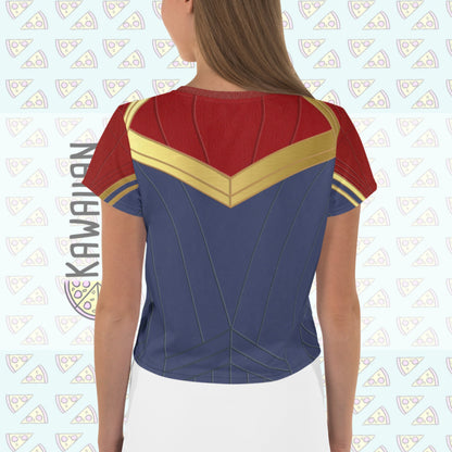 READY-to-SHIP Capt. Danvers Inspired Crop Tee - All-Over Print