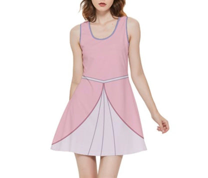 SAMPLE [M] Aurora Blue / Pink Sleeping Beauty Inspired REVERSIBLE Sleeveless Dress