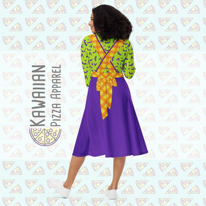 READY-to-SHIP [4XL] Women's Not So Scary Halloween Cast Member long sleeve midi dress