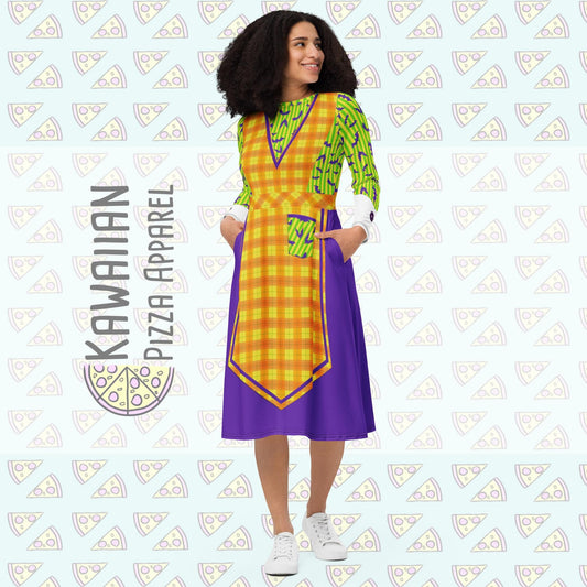 READY-to-SHIP [4XL] Women's Not So Scary Halloween Cast Member long sleeve midi dress