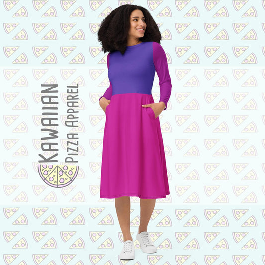 RUSH ORDER: Madam Mim Inspired All-over print long sleeve midi dress