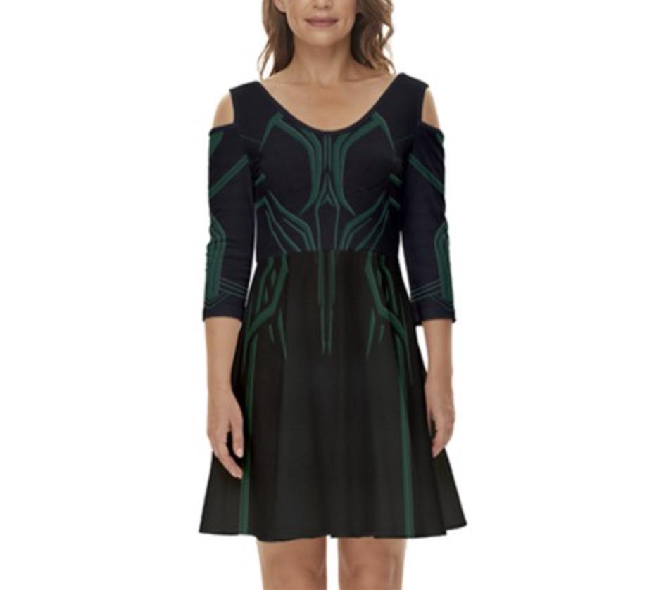 Hela Inspired Shoulder Cut Out Zip Up Dress