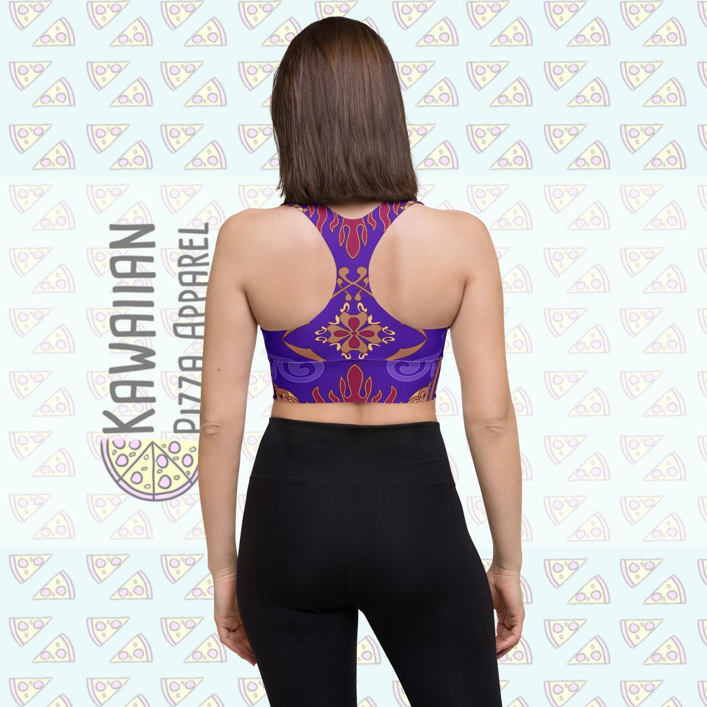 RUSH ORDER: Magic Carpet Inspired All-Over Print Recycled Longline Sports Bra