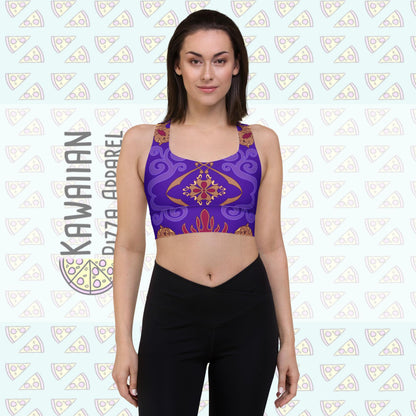 RUSH ORDER: Magic Carpet Inspired All-Over Print Recycled Longline Sports Bra