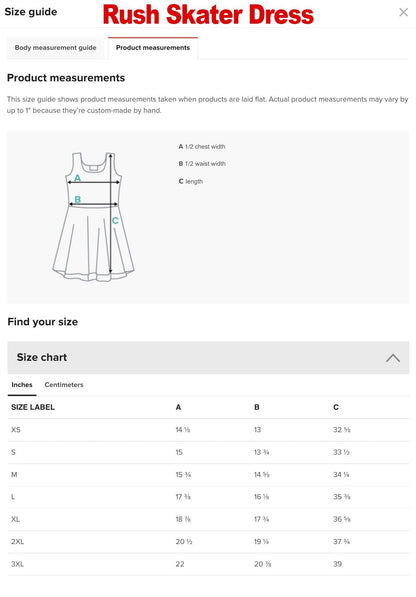 a dress size guide for a women&#39;s dress