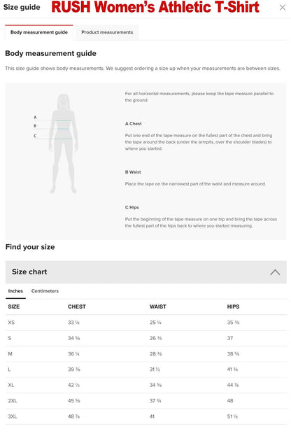 a women&#39;s athletic t - shirt size guide