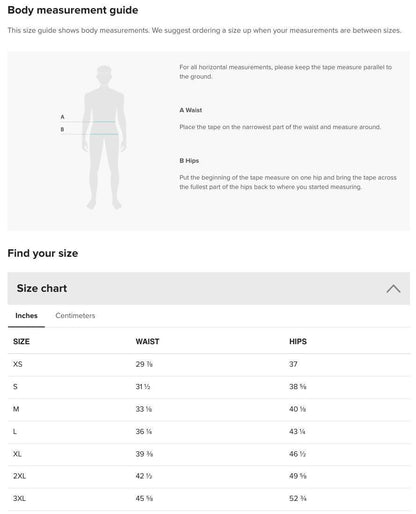 the body measurement guide for men