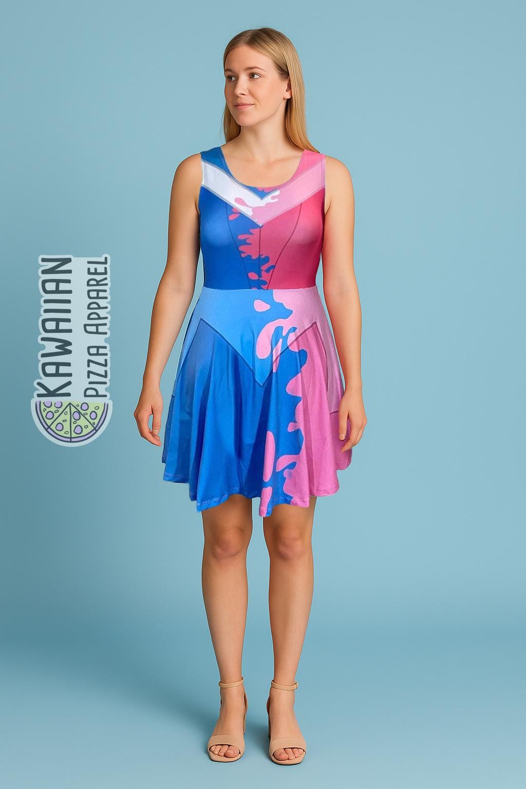 READY-to-SHIP [2XL] Aurora Sleeping Beauty Inspired Skater Dress - Pink & Blue