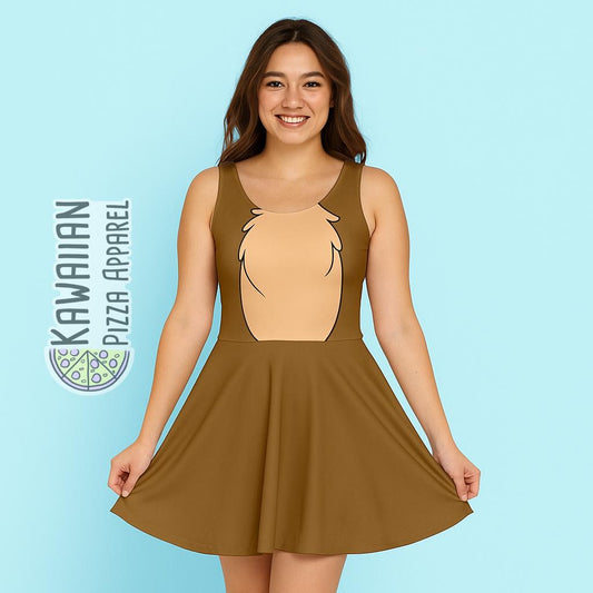 READY-to-SHIP [M] Women's Chip and Dale Chip Inspired Skater Dress