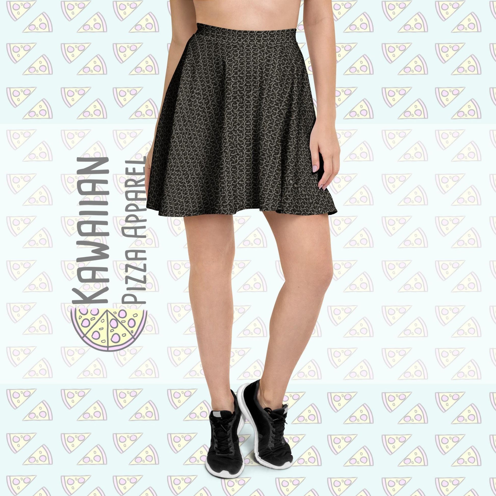 RUSH ORDER: Woven Chainmail Print Skater Skirt