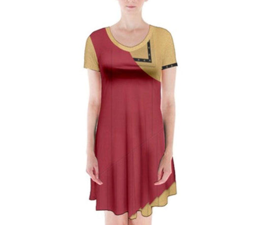Ready-to Ship FLAW SAMPLE [XL] Magical Map Inspired Short Sleeve Flare Dress
