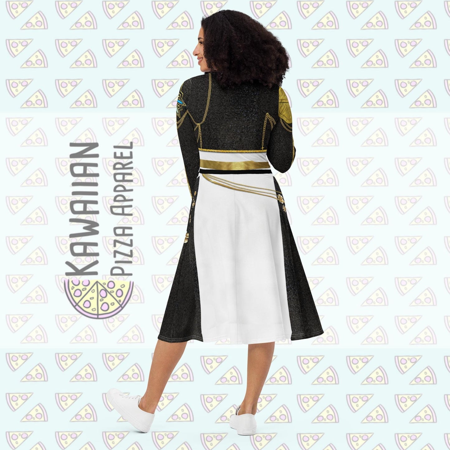 Women's Rumi Inspired All-over print long sleeve midi dress