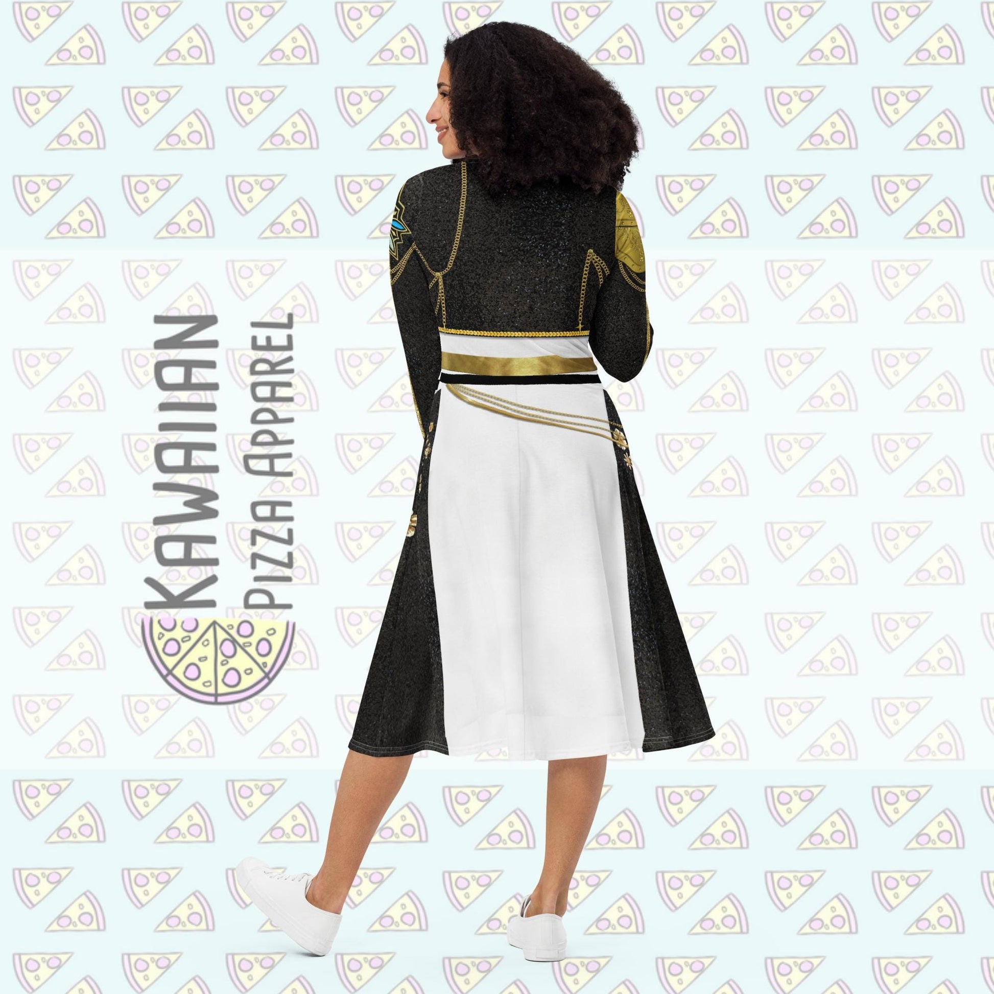 Women's Rumi Inspired All-over print long sleeve midi dress