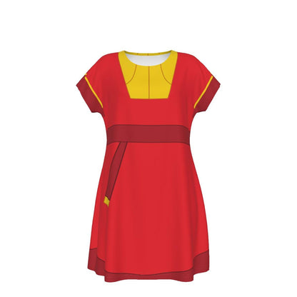 Kuzco Inspired Short Sleeve Skater Dress