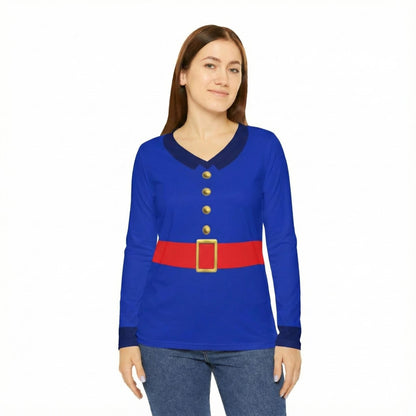 Women's Violet Inspired Long Sleeve V-Neck Shirt